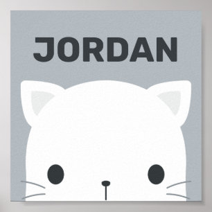 Gato Pequeno Fofo com Poster de Nome Personalizado