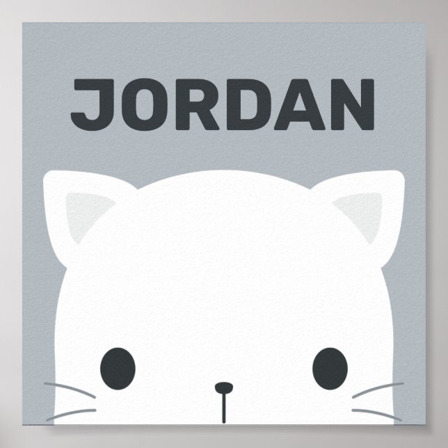 Gato Pequeno Fofo com Poster de Nome Personalizado (Frente)