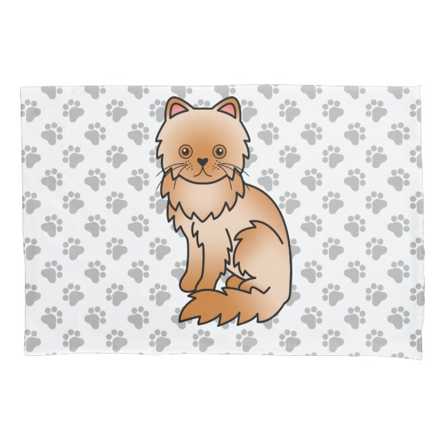 Gato Persa Cartoon Fofo Vermelho & Patas (Frente)