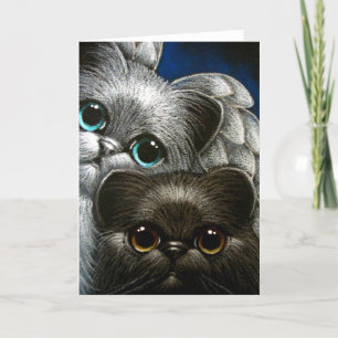 GATO PERSA PRETO & ANJO CARTÃO PERSONALIZADO