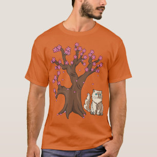 Gato Pérsico Japonês Mãe Cereja Flor T-Shirt