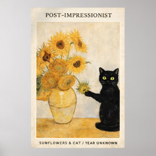 Gato Pós-Impressionista Impressão de Girassol, Van