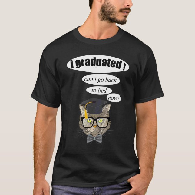 Gato Posso Voltar Para a Cama Fuuny Camiseta de Gr (Frente)