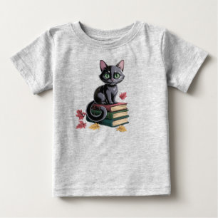 Gato preto bonito em livros Toddler T-Shirt