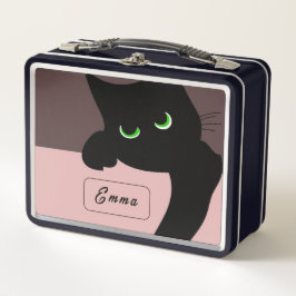 Gato Preto Curioso Personalizado Estético Divertid