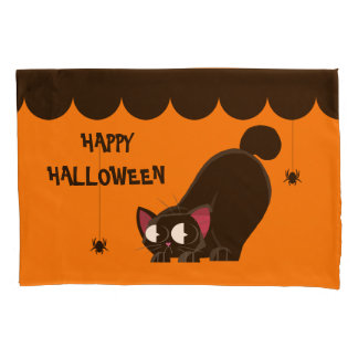 Gato preto e aranha do Dia das Bruxas