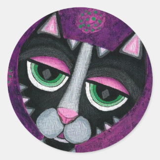Gato preto e Bolinhas - adesivos felinos