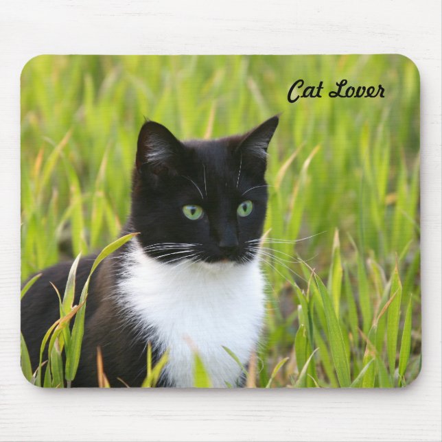 Gato preto e branco Mousepad (Frente)