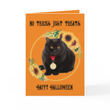 Gato Preto e Girassóis, Cartão Doblado 13 x 18 cm