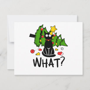 Gato Preto Engraçado Árvore de Natal Alegre Papai