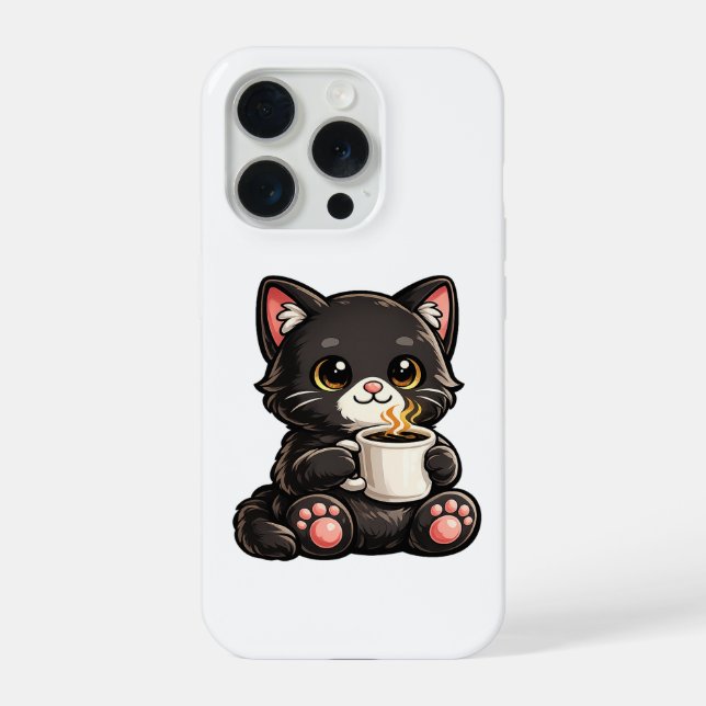 Gato Preto Fofo com Café (Verso)