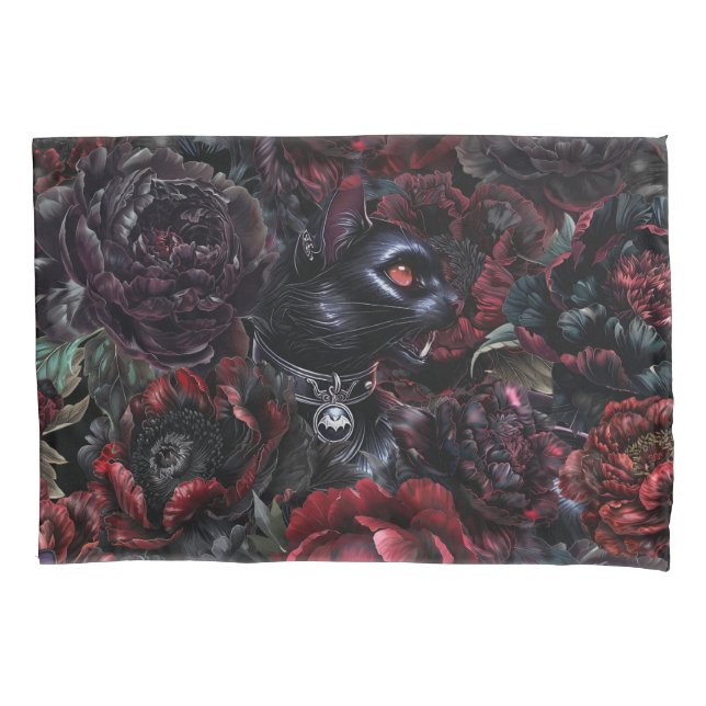Gato Preto Gótico & Flores Sombrias (Frente)