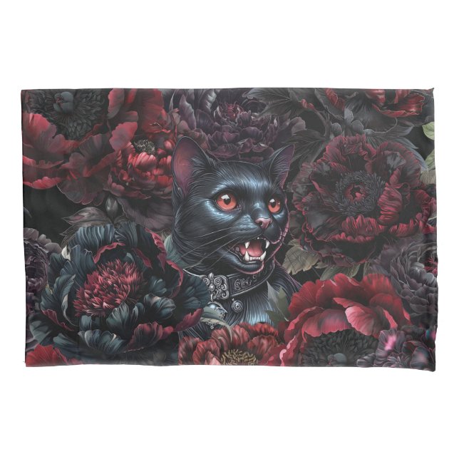 Gato Preto Gótico & Flores Sombrias (Frente)