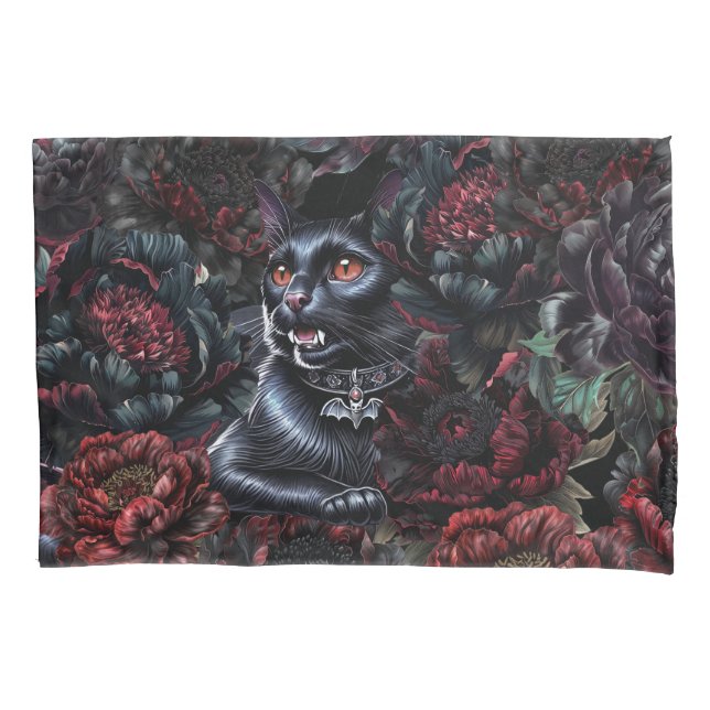 Gato Preto Gótico & Flores Sombrias (Frente)