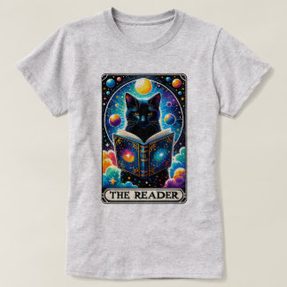 Gato Preto Mágico - Leitor - Camisa T da Placa-Tar