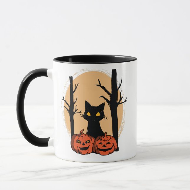 "Gato Preto na Caneca de Abóbora - Cute Spooky (Esquerda)