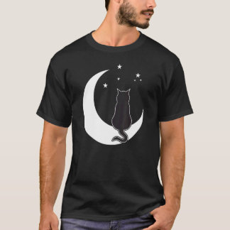 Gato Preto na Lua Crescente sob a Camisa da Luz Es