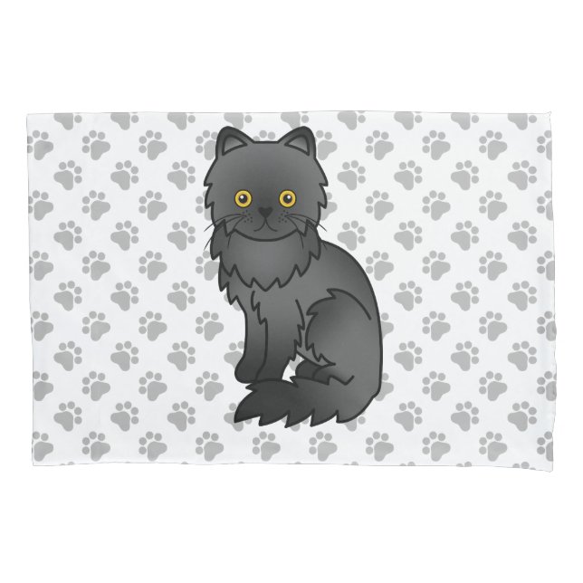 Gato Preto Persa Desenho Animado Fofo & Patas (Frente)
