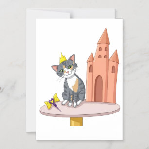 Gato Princesa Fofa com Cartão Magnético de Castelo