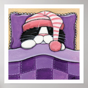 Gato principal sonolento que veste um impressão d