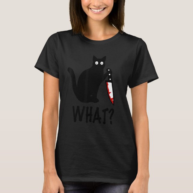 Gato Que Camisa Faca Gato Preto Engraçado (Frente)