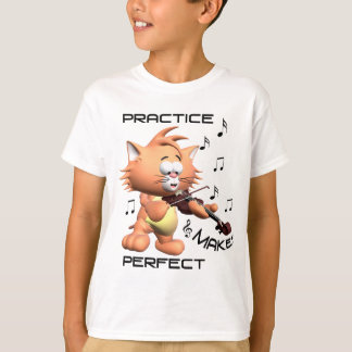 Gato que joga t-shirt das meninas do violino "