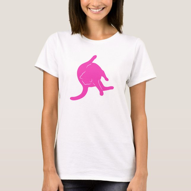Gato que lambe o t-shirt do bumbum (silhueta (Frente)