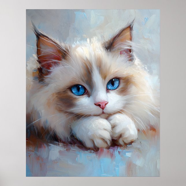 Gato Ragdoll Suave – Impressão de Arte em Pastel M (Frente)