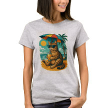 Gato Relax com Suco – Camiseta de Vibrações de Pra