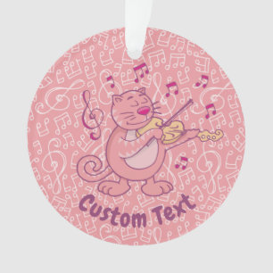 Gato Rosa com Ornamento Violino