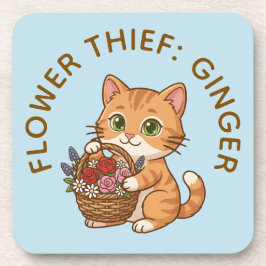 Gato Ruivo Engraçado Ladrão de Flores | Porta-copo