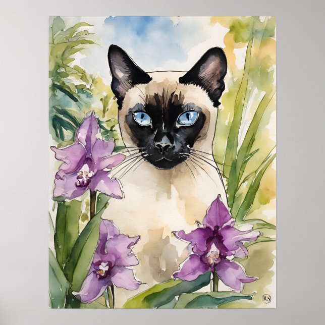 Gato Siamês - Cat Art Impressão (Frente)