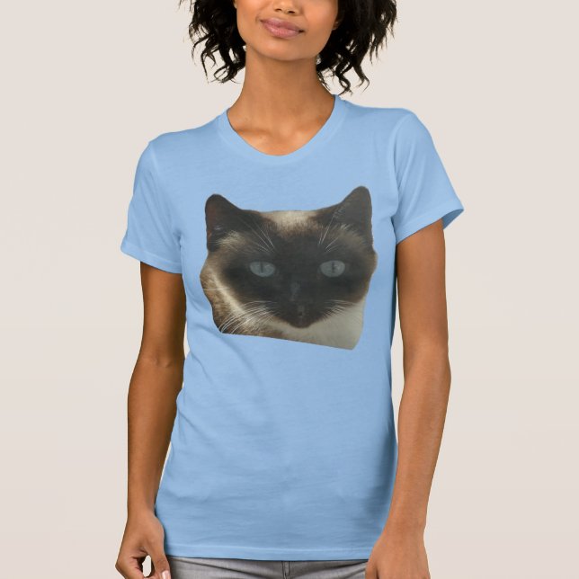Gato Siamês com T-Shirt Azul Brilhante (Frente)
