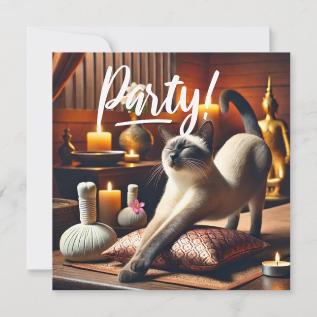 Gato Siamês no Convite de festas Spa (Frente)