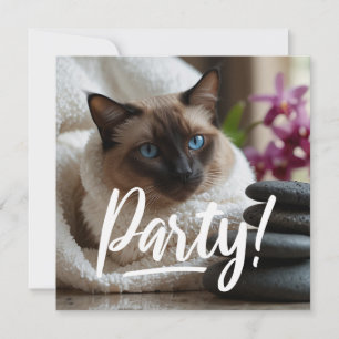 Gato Siamês no Convite de festas Spa