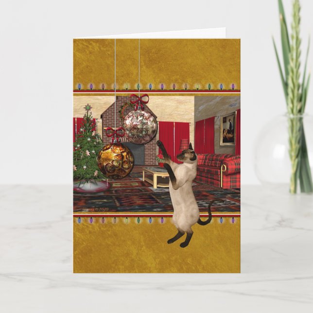 Gato Siamese - Feliz Natal - cartão personalizado (Frente)