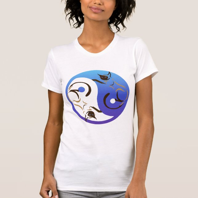Gato Siamese Yin e t-shirt de Yang (Frente)