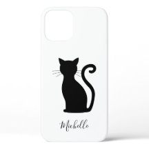 Gato Silhouette Black e White Name