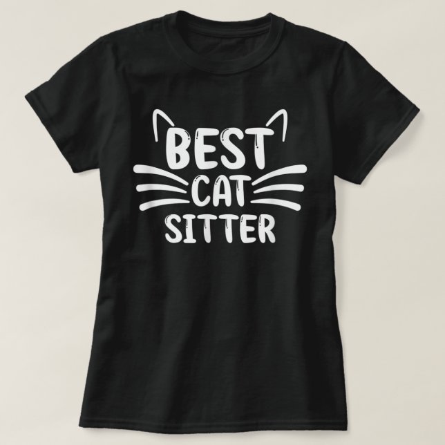Gato Sitter Obrigado Dando T-Shirt (Frente do Design)