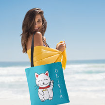 Gato Sortudo Arte Moderna Personalizada Tote Bag