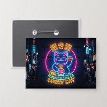 Gato Sortudo Neon – Maneki Neko de Rua Japonês