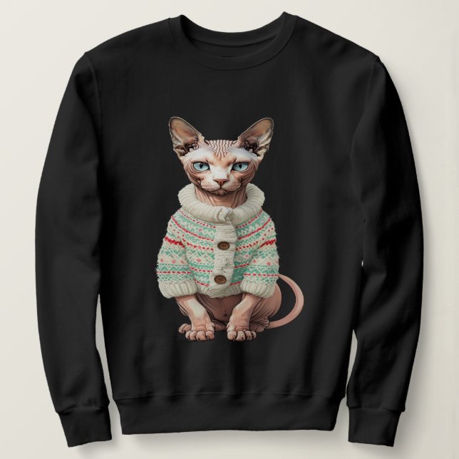 Gato Sphynx em Suéter de Inverno Aconchegante - Pr (Frente do Design)