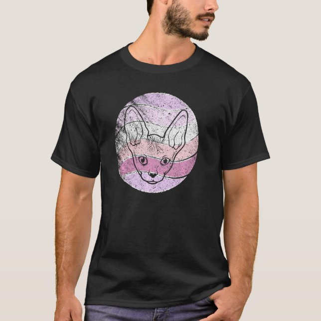 Gato Sphynx Retrô Sem Pelo  Camiseta de Gato Sphyn (Frente)