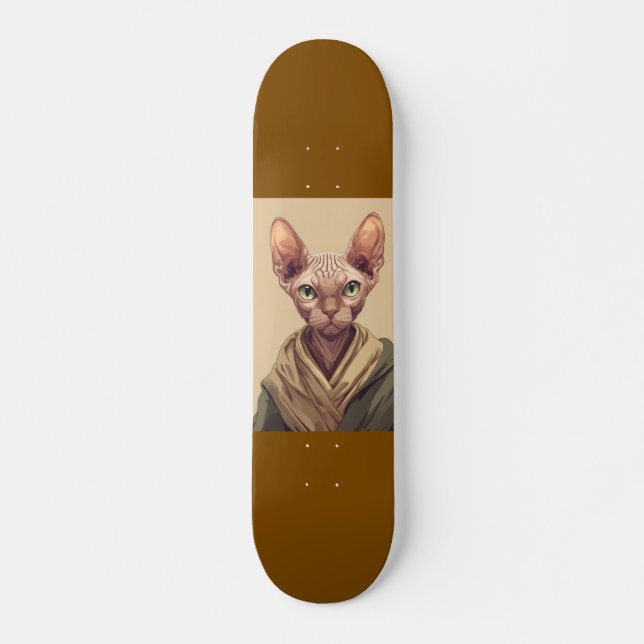 gato SPHYNX sem pelo skateboard (Frente)