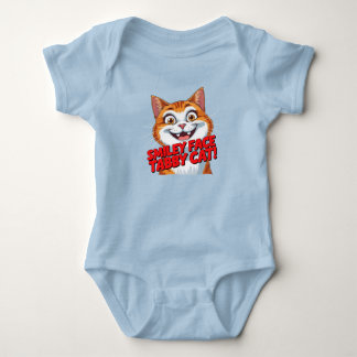 Gato Tabby com Rosto Sorridente!!! Body para Bebê