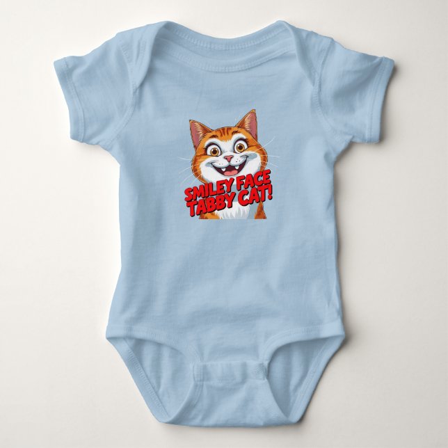 Gato Tabby com Rosto Sorridente!!! Body para Bebê (Frente)