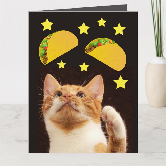 GATO TACO ESPACIAL COM CARTÕES DE ANIVERSÁRIO GIGA (Frente)
