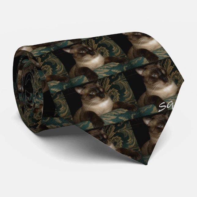 Gato Tailandês Amante Gravata Masculina (Rolled)