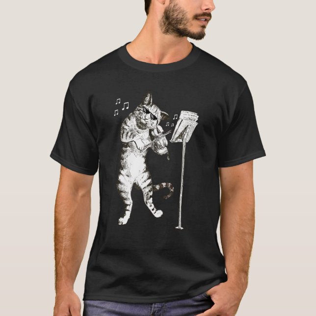 Gato Tocando Violino Camiseta Presente para Violin (Frente)