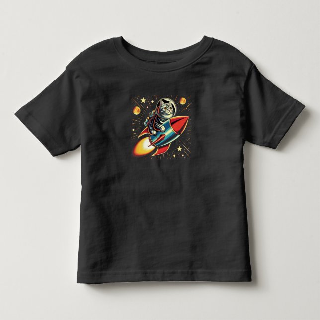 Gato Toddler numa camiseta de foguete! (Frente)